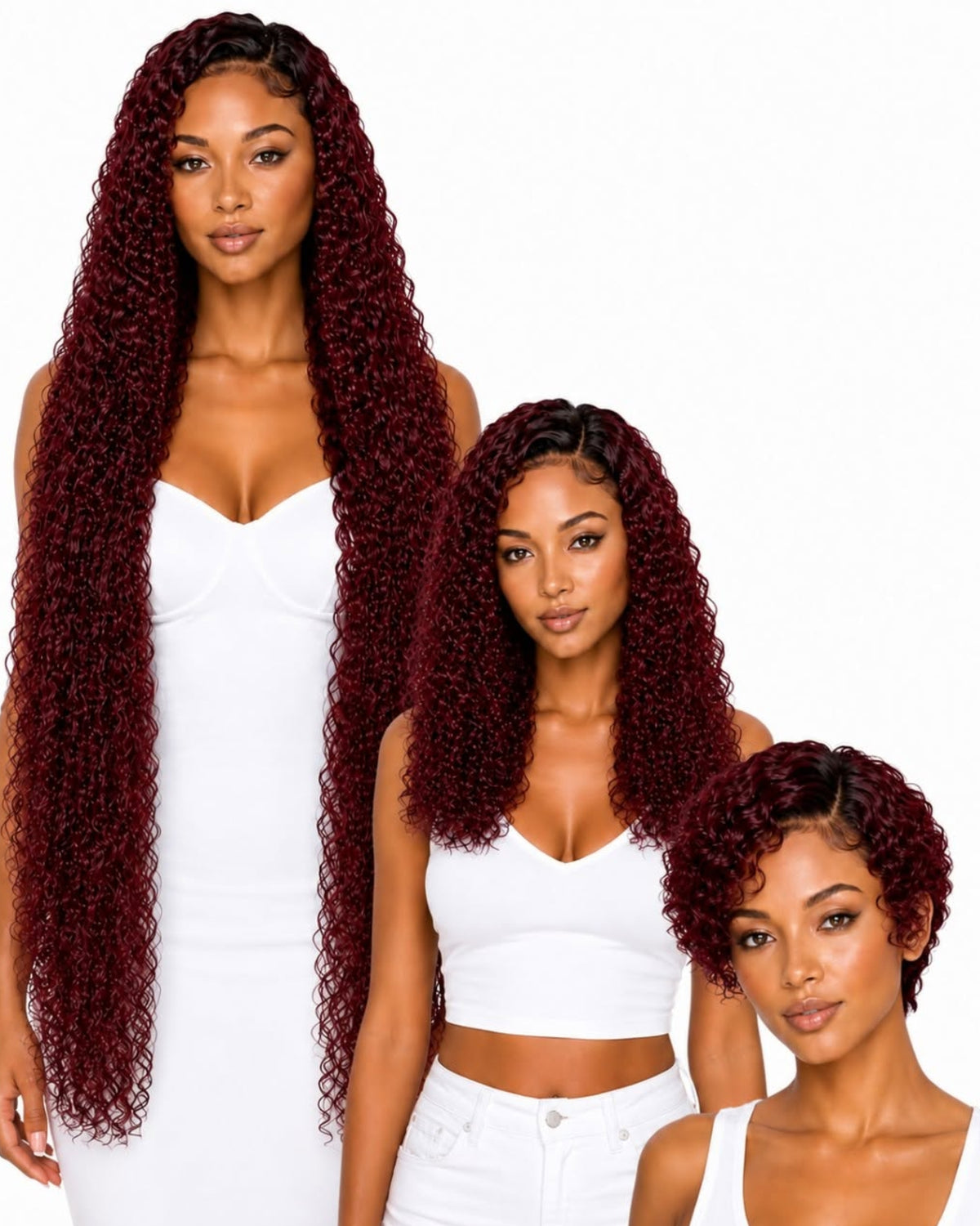 Red curly transparent lace front human hair wig — cover