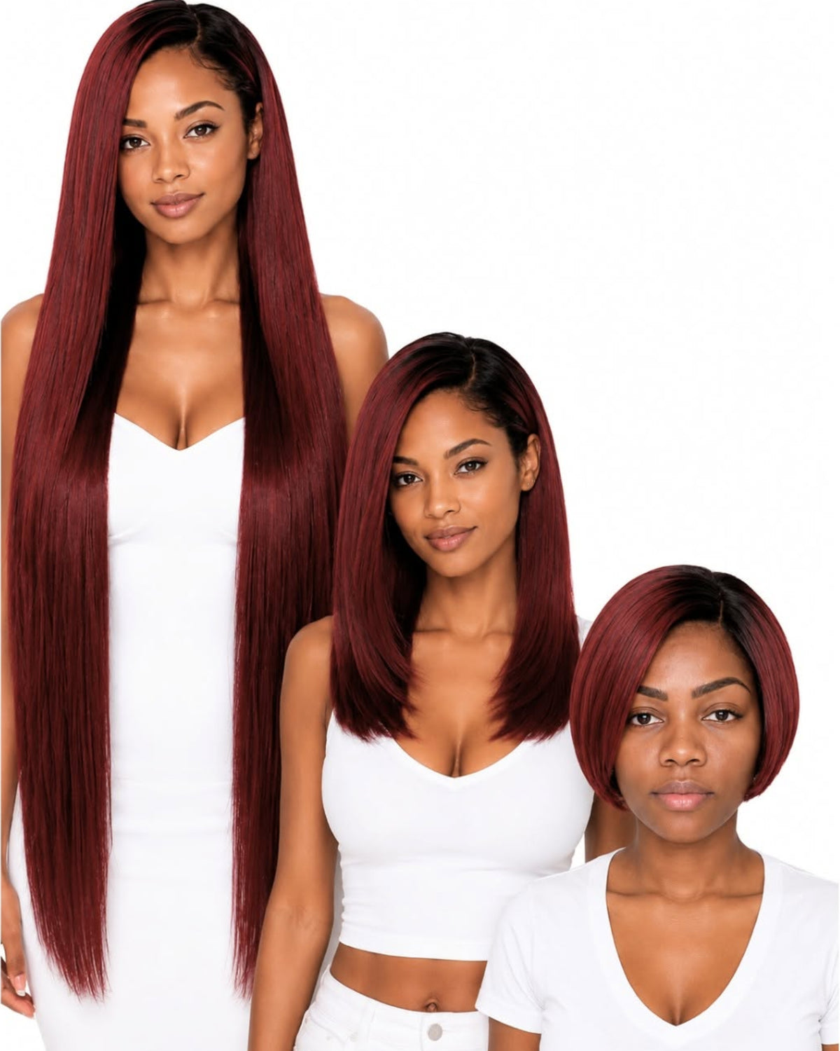 Red straight transparent lace front human hair wig — cover