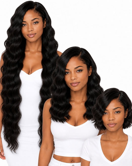 Black wavy transparent lace front human hair wig — cover