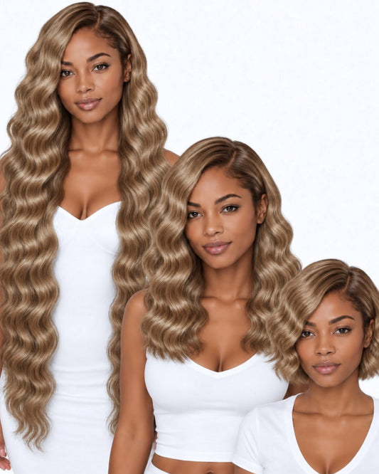 Blonde wavy transparent lace front human hair wig — cover
