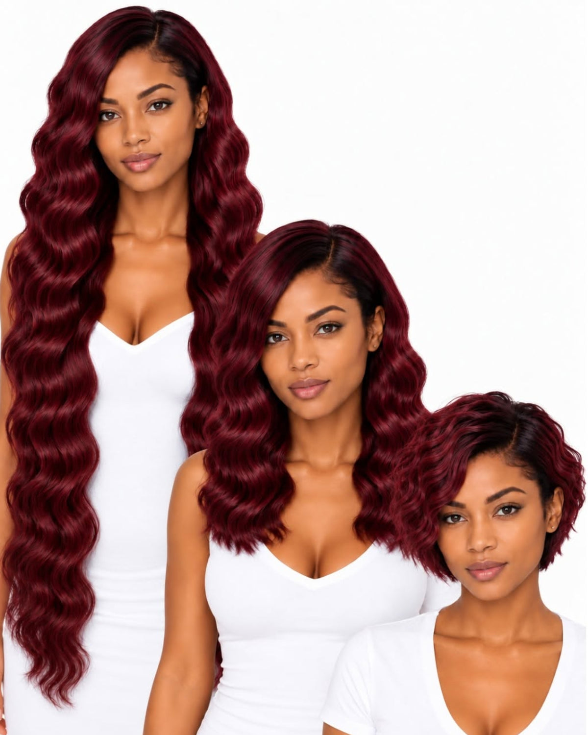 Red wavy transparent lace front human hair wig — cover